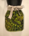 Happy Host Apron | Vintage Couture | Handmade Vintage Green Tropical Print. Natural European linen.