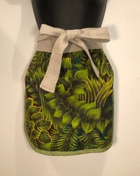 Image 2 of Happy Host Apron | Vintage Couture | Handmade Vintage Green Tropical Print. Natural European linen.