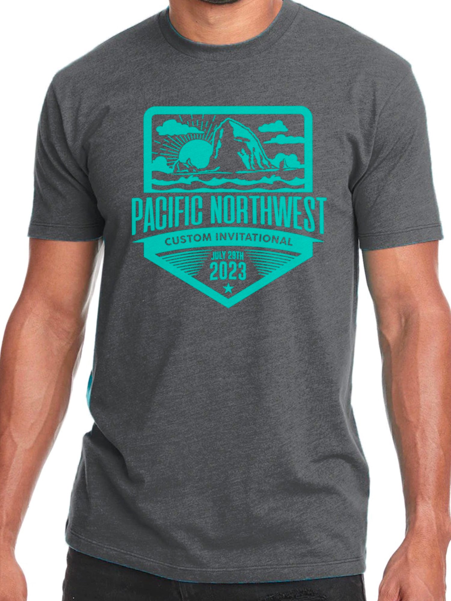 Image of PNWCI tee- Dark Grey w Sea Green ink