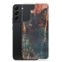 Image 9 of Dark Goth Black Cat With Orange Clear Case for Samsung®