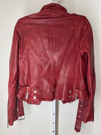 Image 4 of MAURITIUS Red Genuine Leather Moto Jacket