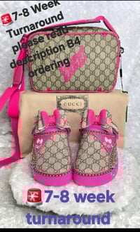 Image 1 of Pink Gorg girl crocs w/ matching crossbody