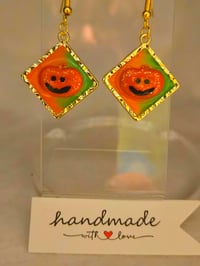 Image 5 of Handcrafted Resin Glow In The Dark Pumpkin Earrings 