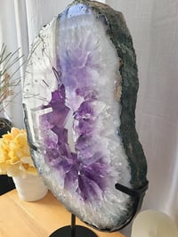 Image 2 of 12.6lb Amethyst Portal Rough Edge Crystal Slab with Custom Stand