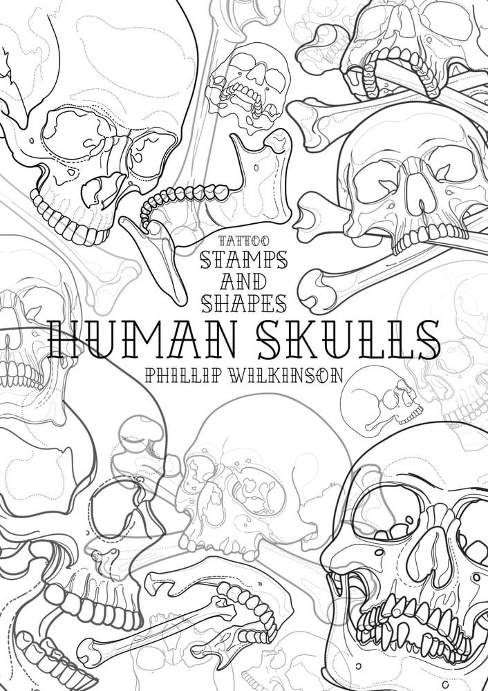 Image of HUMAN SKULLS (78) Tattoo Stamps and Shapes