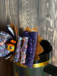Image 3 of Halloween Cutie Pumpkin Tumbler Straw Topper Bow