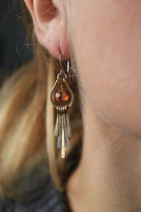 Image 1 of Mixed Metal Citrine Hammered Fringe Earrings