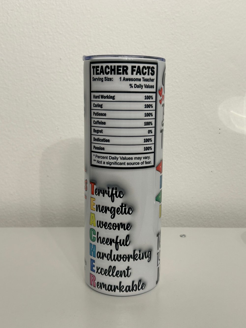 3D Teacher Inflated Tumbler 