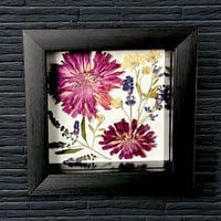 Image 2 of Zinnia, Mum, Lavender & Butterfly Bush - Wildflower Art In 6" X 6" Shadow Box (Item# 202303S)