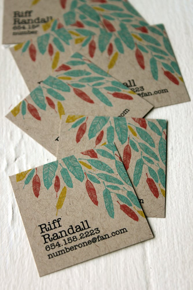 Feather Calling cards on Kraft