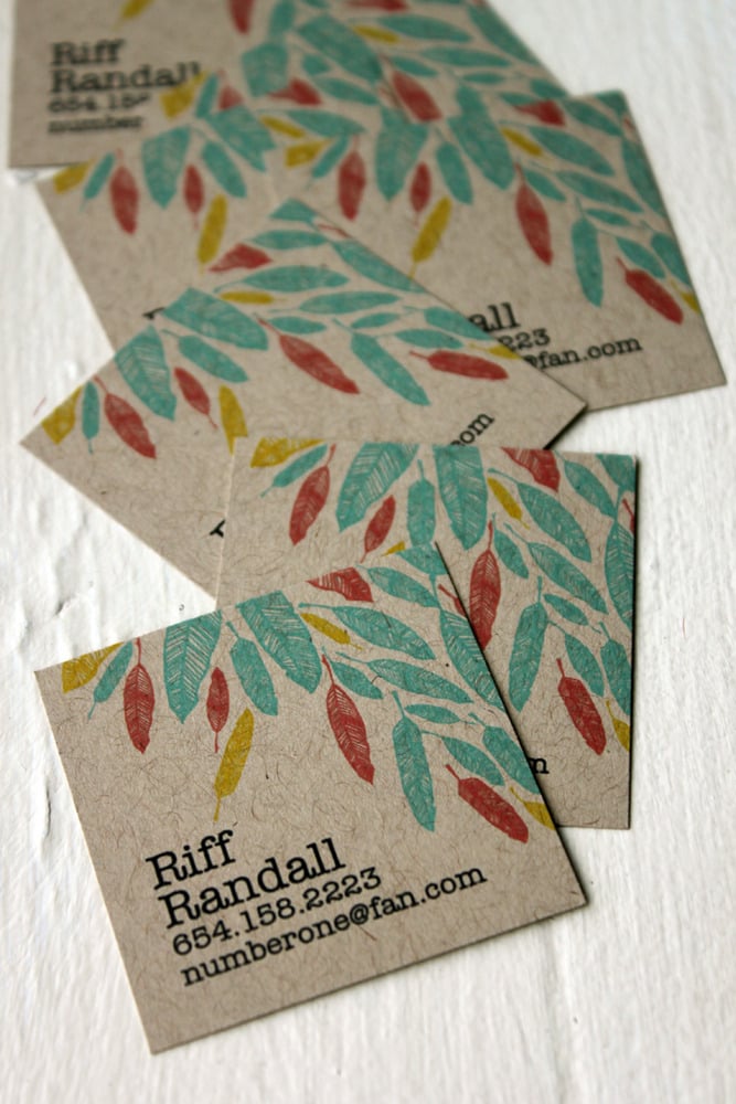  Feather Calling cards on Kraft