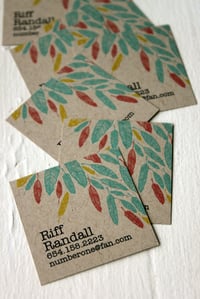 Image 2 of  Feather Calling cards on Kraft