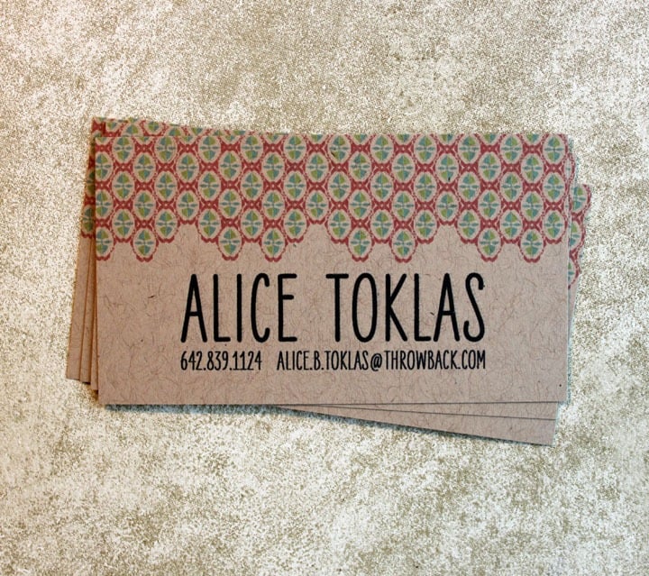 Patterned Calling cards on Kraft