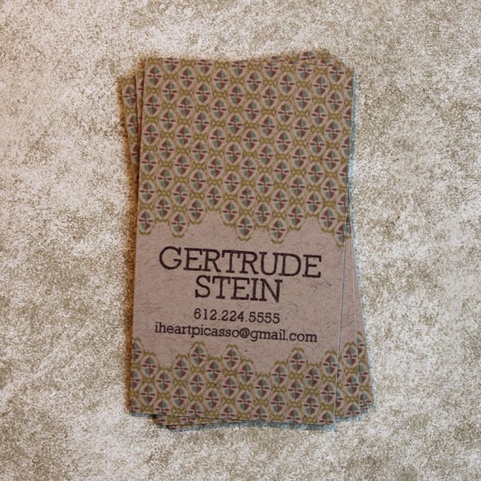Patterned Calling cards on Kraft-Vertical