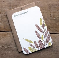 Image 1 of  Set of 10 personalized flat notes- Feathers-recycled