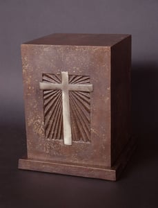 Image of Large bronze urn with large cross