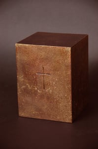 Image of Small bronze urn with cross