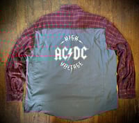 Upcycled “AC/DC: High Voltage” t-shirt flannel 