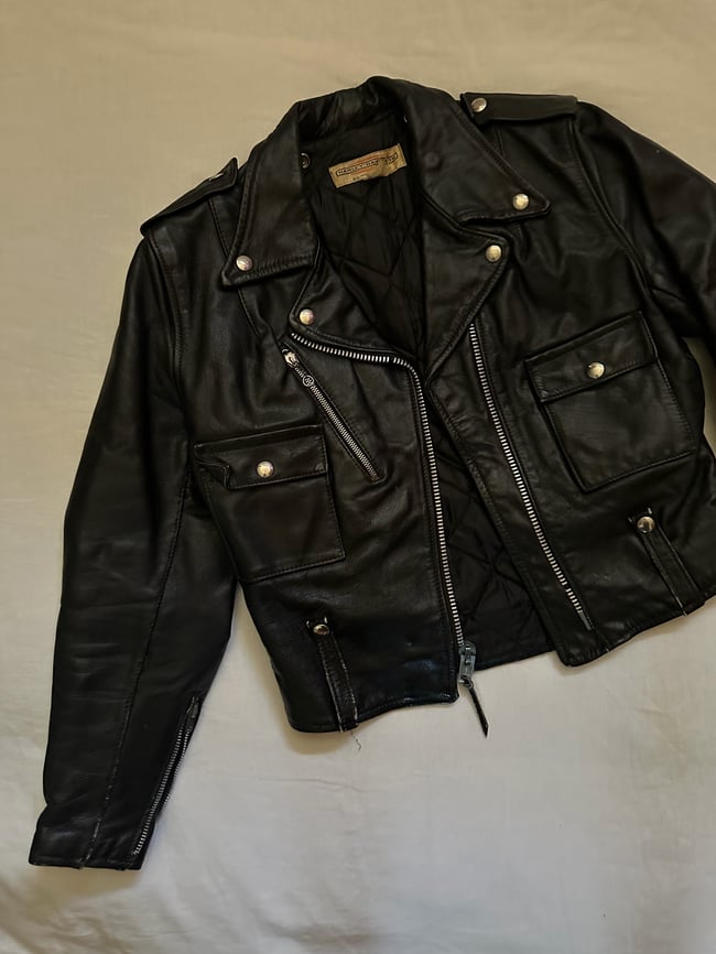 1960s Harley Davidson cycle queen leather motorcycle biker jacket