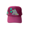Art of Fame❌A-Team Burgundy Trucker Hat Hunter Green Logo/ Lucky Clover