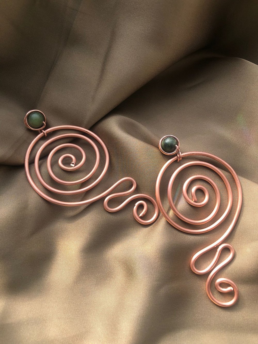 Image of Copper channel| Jade earrings 