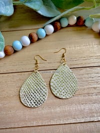 Image 1 of Cream/Gold Teardrop Earrings