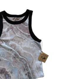 Image 5 of L Ladies Fitted Knit Contrast Tank in Muted Stone Geode Ice Dye