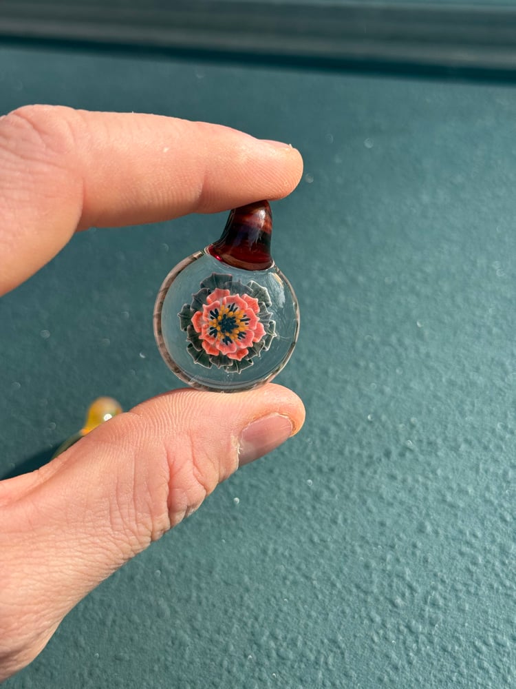 Image of Red/black flower pendant
