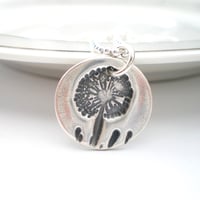 Image 3 of Silver Dandelion Wish Round Pendant