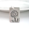 Silver Dandelion Wish Rectangle Pendant