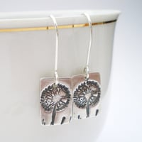 Image 2 of Silver Dandelion Wish Dangle Earrings