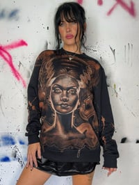 Image 4 of “BRIDE OF FRANKENSTEIN” CUSTOM ONE OF A KIND BLEACH PAINTED SWEATSHIRT SIZE MEDIUM