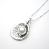 Image 1 of Silver Fingerprint Teardrop Necklace, Small