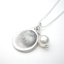 Silver Fingerprint Teardrop Necklace, Small