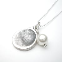 Image 2 of Silver Fingerprint Teardrop Necklace, Small