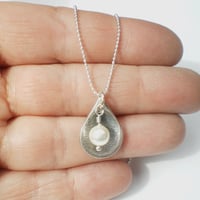 Image 3 of Silver Fingerprint Teardrop Necklace, Small