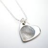 Silver Fingerprint Heart Necklace, Small