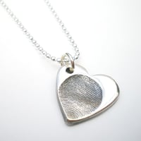 Image 1 of Silver Fingerprint Heart Necklace, Small