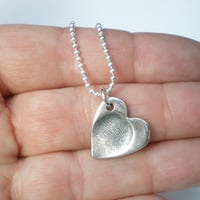 Image 2 of Silver Fingerprint Heart Necklace, Small