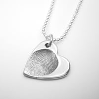 Image 3 of Silver Fingerprint Heart Necklace, Small