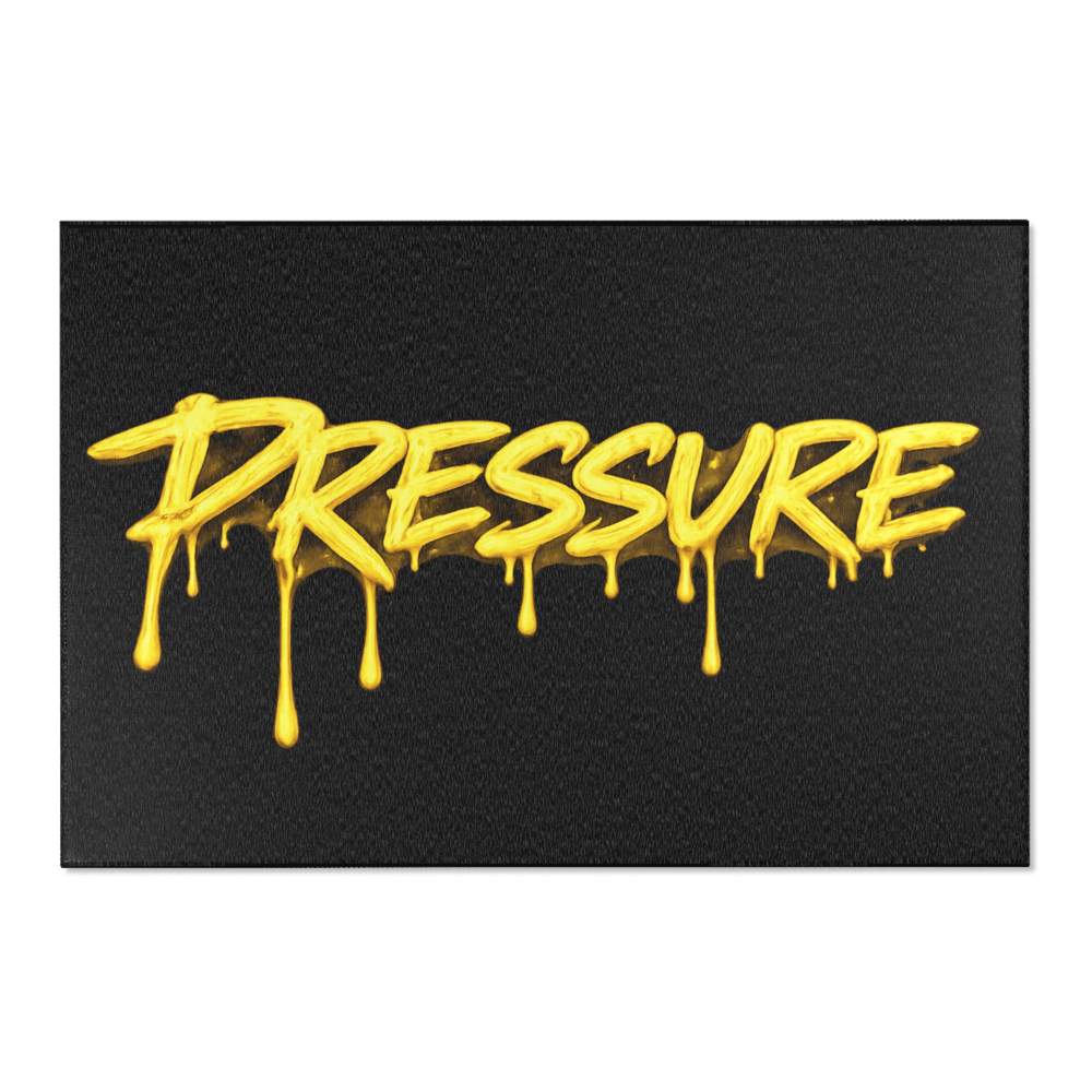 Image of Pressure Graffiti Area Rug — Black & Yellow Drip Street Art Accent Rug