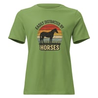 Image 4 of Women's Relaxed T-Shirt, Easily Distracted By Horses Tee
