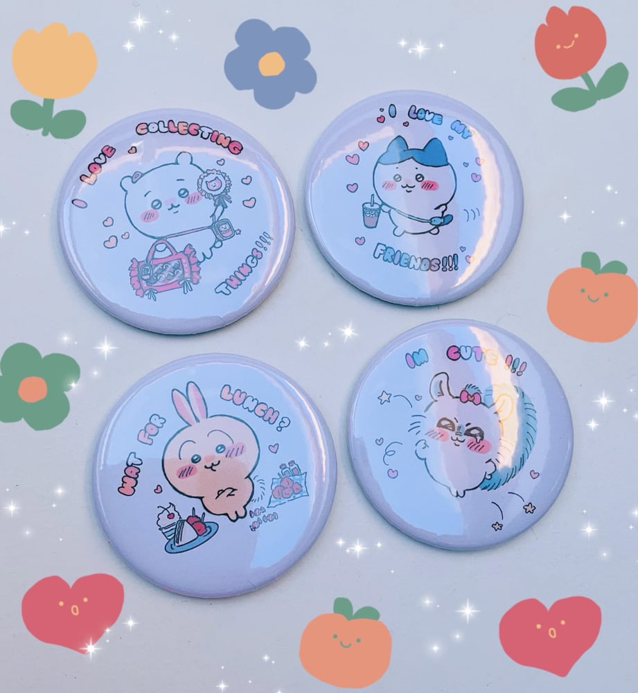 Image of Chiikawa and Friends 58mm badges 