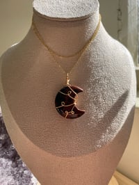 Image 2 of Gold Red Obsidian  Moon Necklace