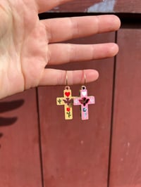 Image 5 of ‘Rose of The Desert’ Comfort Cross Painted Earrings