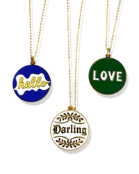 Image 4 of Gold Enamel Pendant Necklaces – “Hello,” “Love” & “Darling” with Adjustable Chain