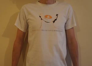 Image of White T-shirt, Who The Fuck Is Orange Room (Mens)