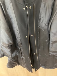 Image 14 of ZARA rare black leather buckle neck front zipper pea coat jacket