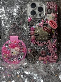 Image 4 of  Inspired by Zizi Hello Kitty iPhone case come with Mini  hello Kitty makeup folding travel Mirror 