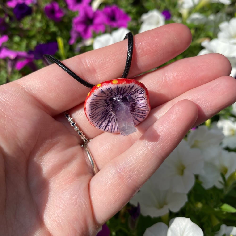 Image of red mushroom necklace 